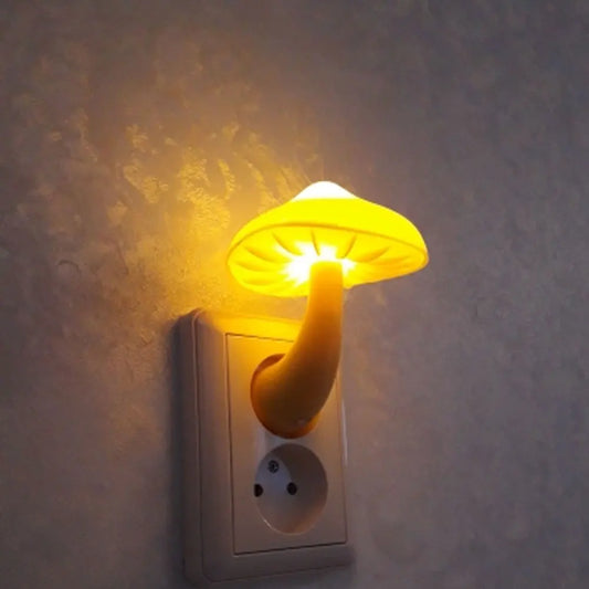 Led Night Light Mushroom Wall Socket Lamp