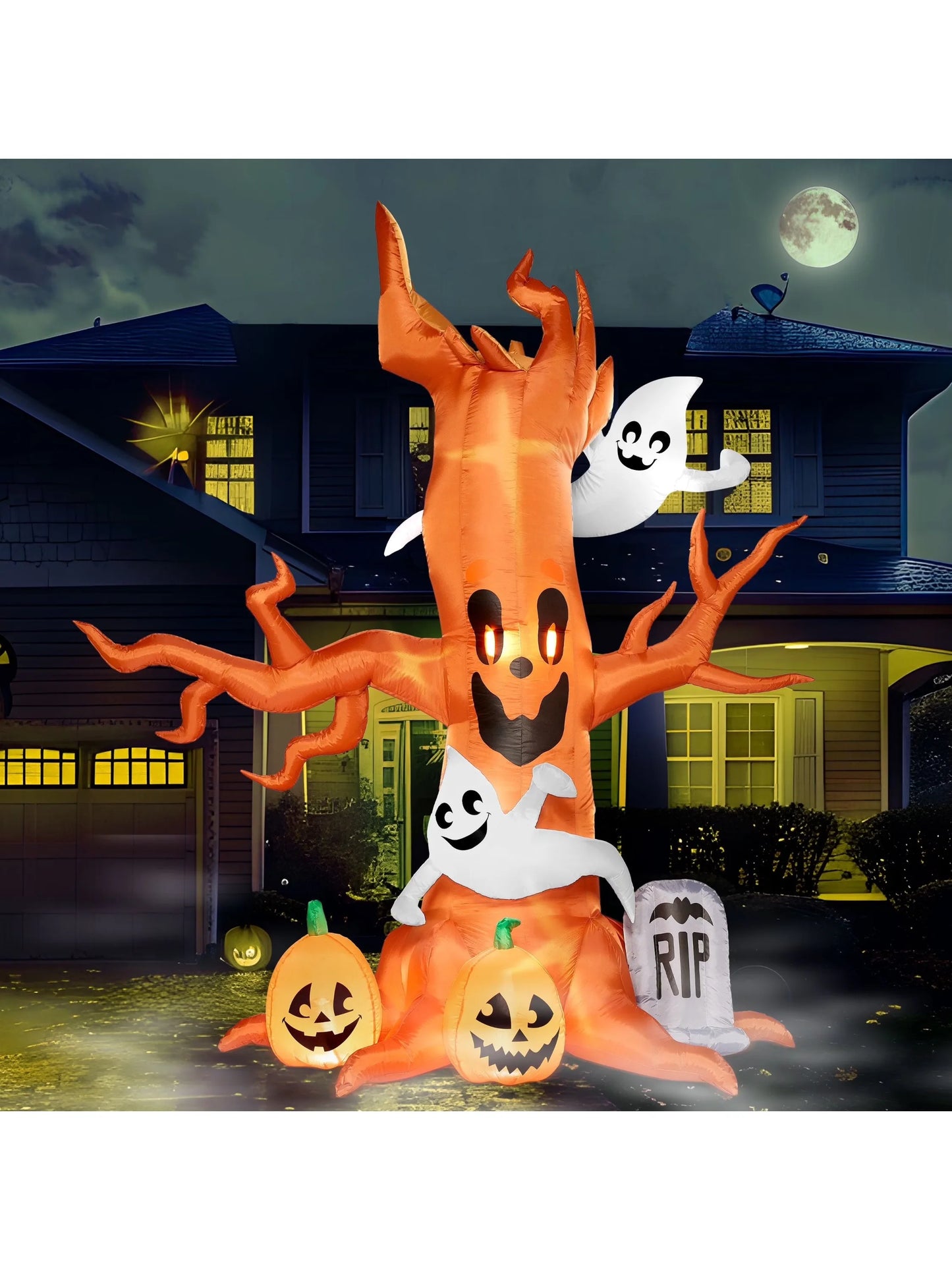 Joyfy 8 FT Halloween Inflatable Scary Tree Halloween Tree with Ghost