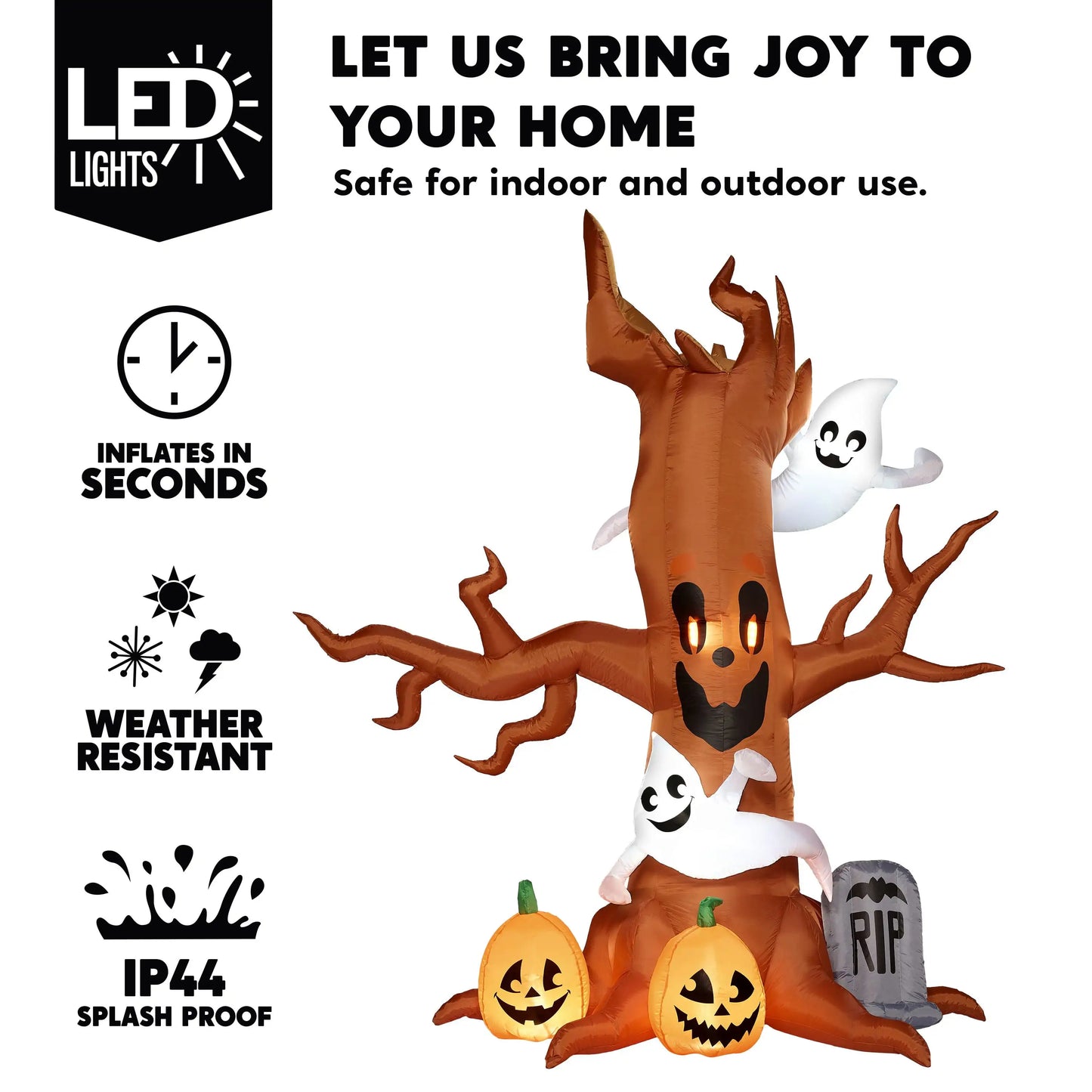 Joyfy 8 FT Halloween Inflatable Scary Tree Halloween Tree with Ghost