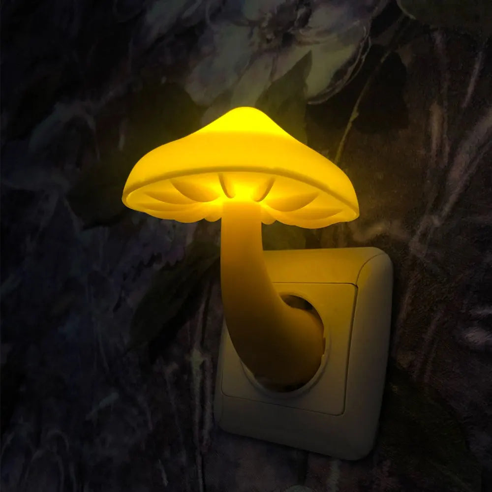 Led Night Light Mushroom Wall Socket Lamp
