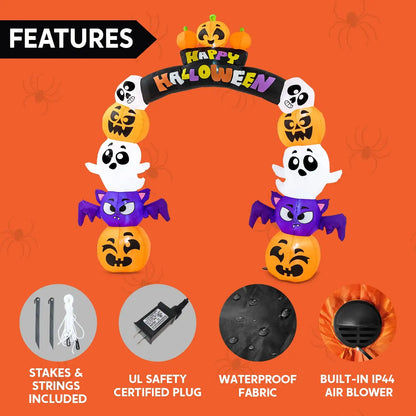 Joyfy 8 ft Halloween Inflatable Archway Stacked Pumpkins