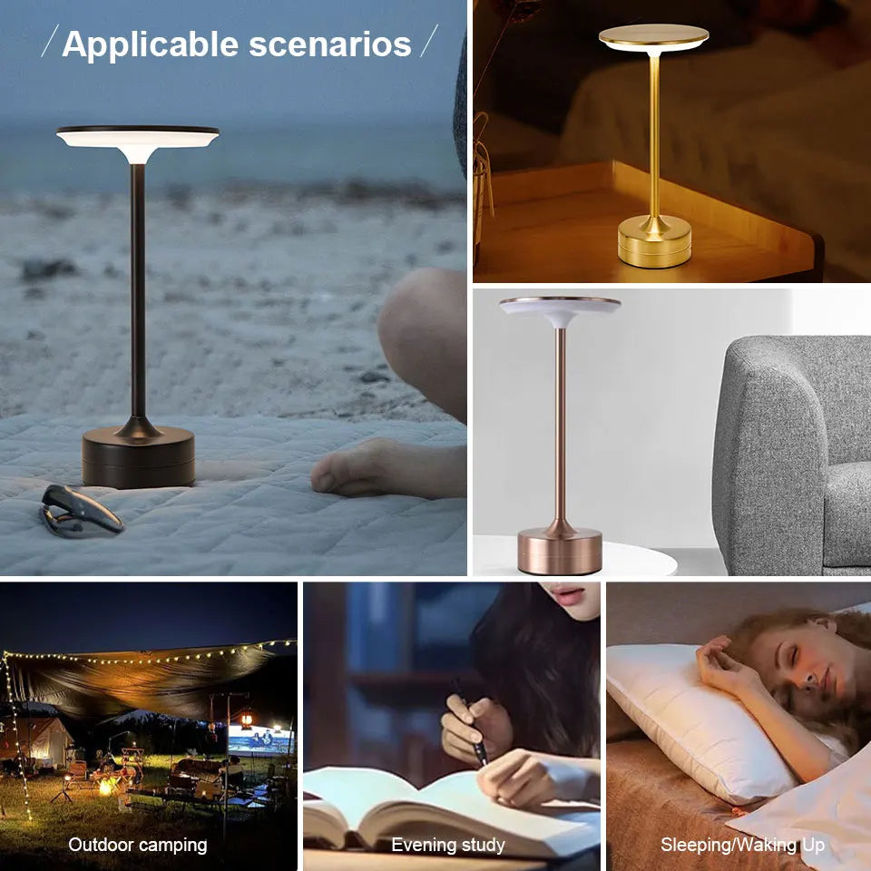 LED Table Lamp Touch Sensor Night Light USB Rechargeable Wireless