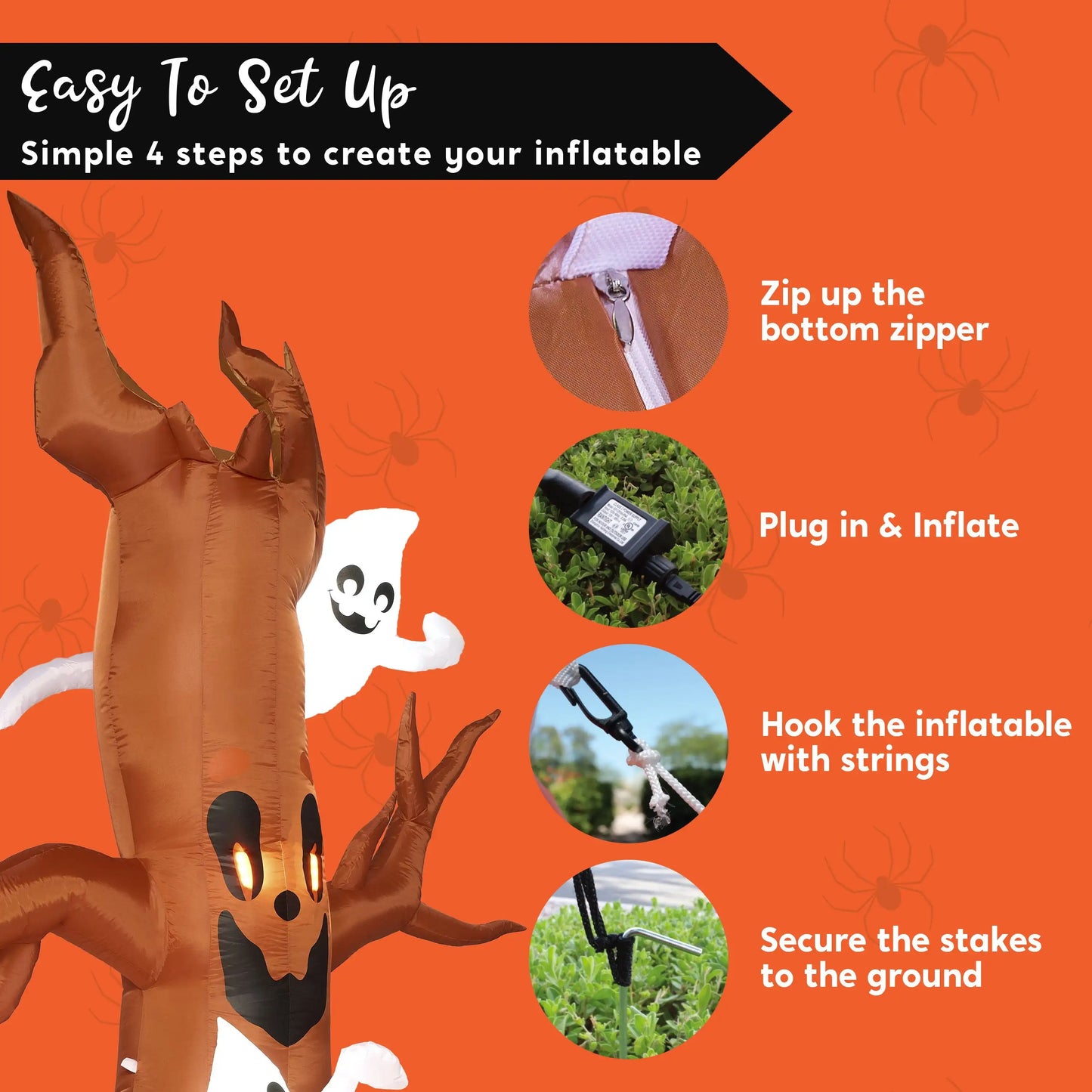 Joyfy 8 FT Halloween Inflatable Scary Tree Halloween Tree with Ghost