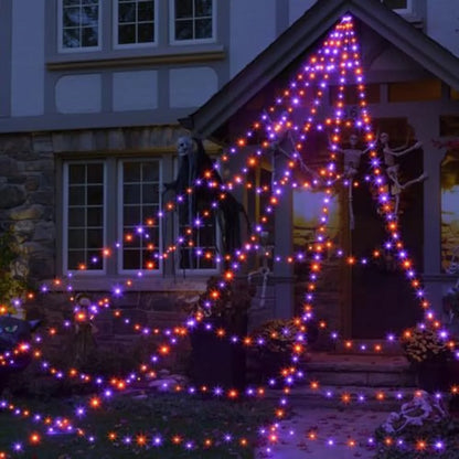Practical 8 Modes Halloween Spider Web Lights Waterproof and Spider