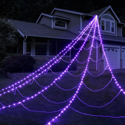 Practical 8 Modes Halloween Spider Web Lights Waterproof and Spider