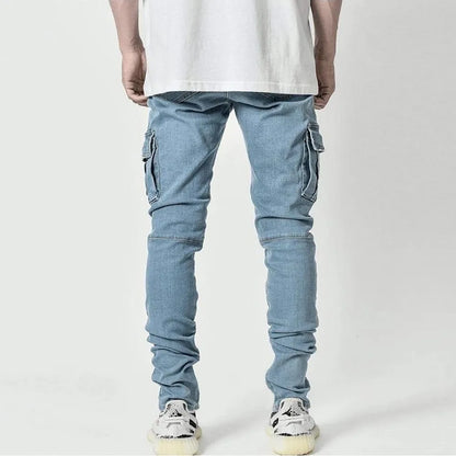 Men's tight cargo jeans