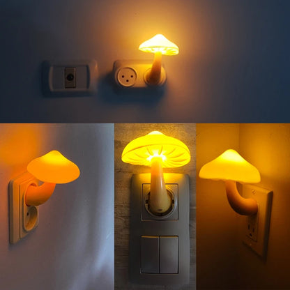 Led Night Light Mushroom Wall Socket Lamp