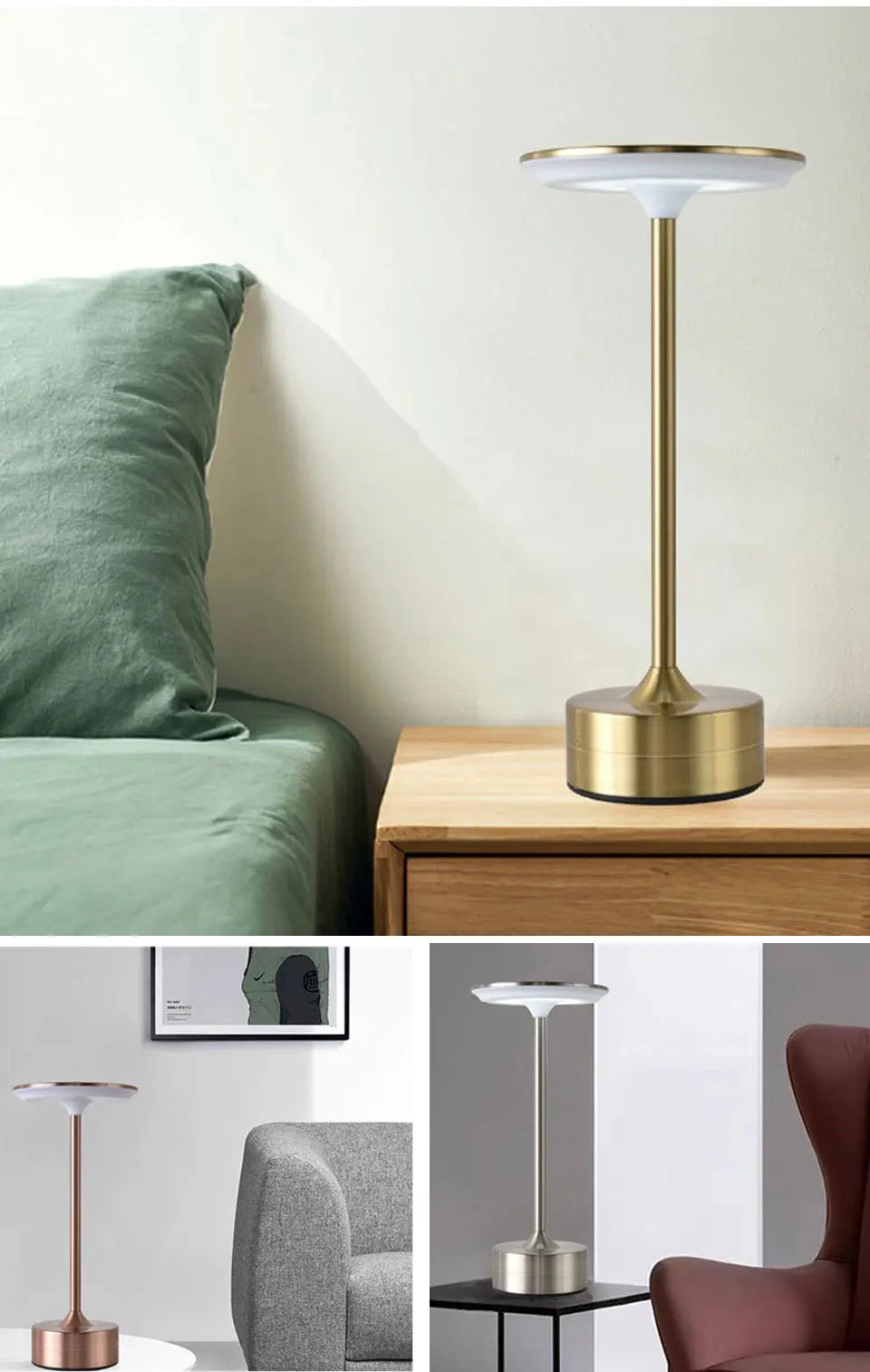 LED Table Lamp Touch Sensor Night Light USB Rechargeable Wireless