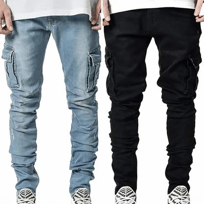 Men's tight cargo jeans