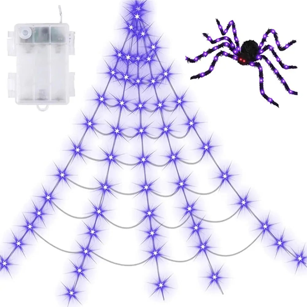 Practical 8 Modes Halloween Spider Web Lights Waterproof and Spider
