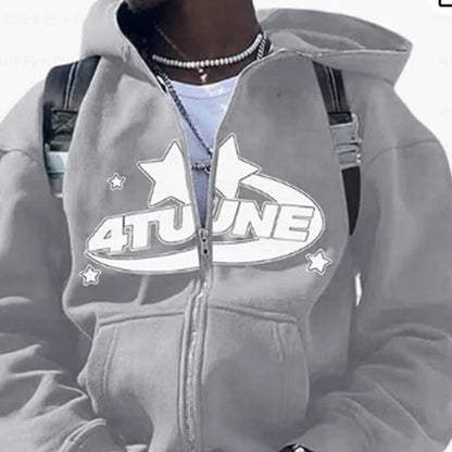 New Clothes Star Letter Print Retro Oversized Hoodie