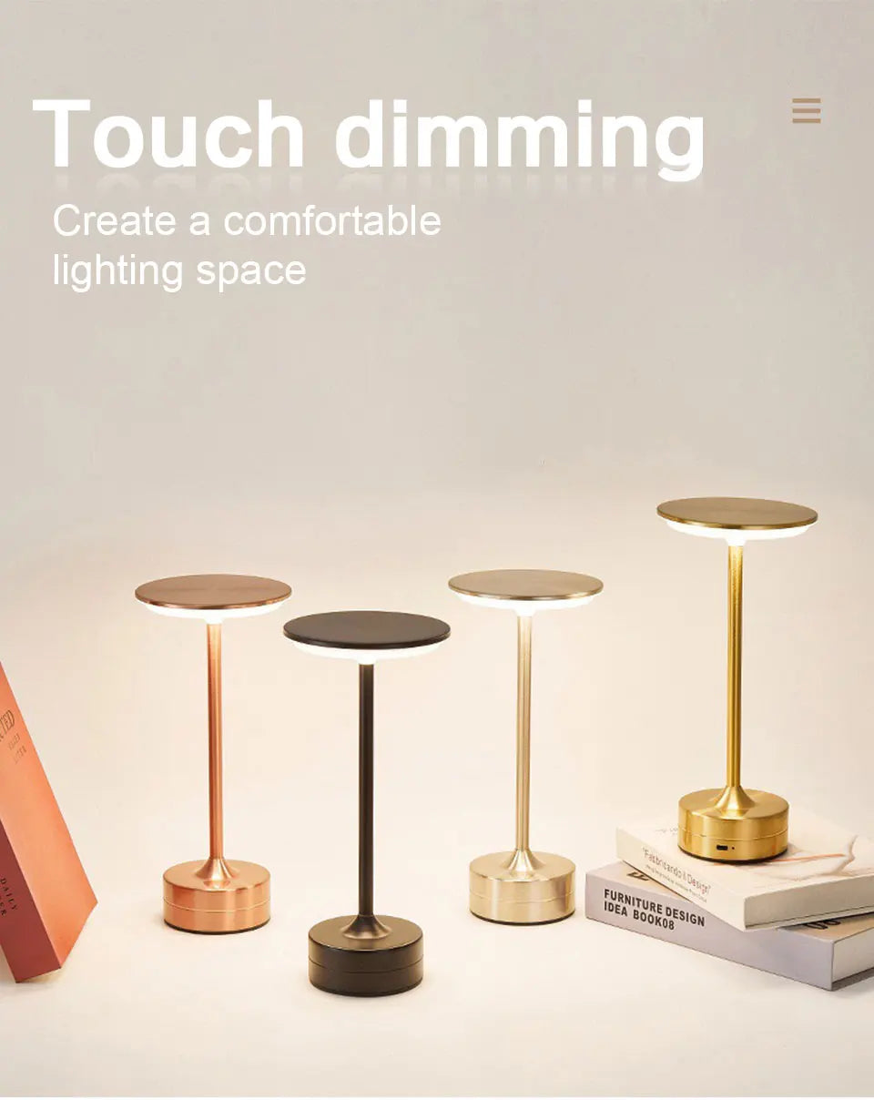 LED Table Lamp Touch Sensor Night Light USB Rechargeable Wireless