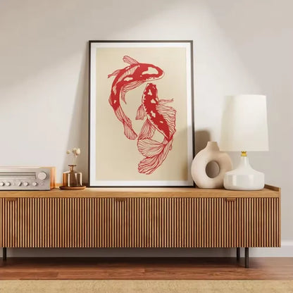 Wall Art Vintage Red Koi Poster