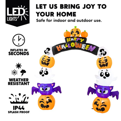 Joyfy 8 ft Halloween Inflatable Archway Stacked Pumpkins