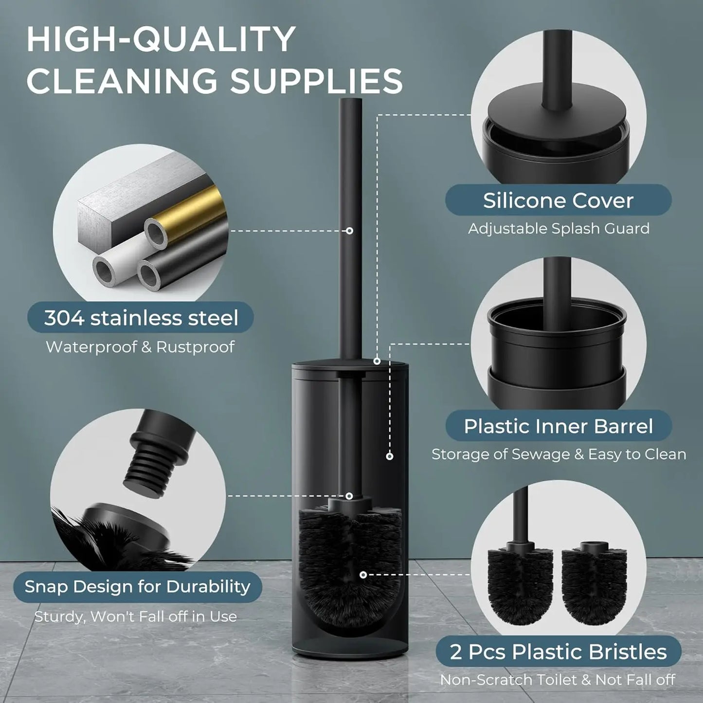 Vertical Matt Toilet Brush Holder Stainless Steel